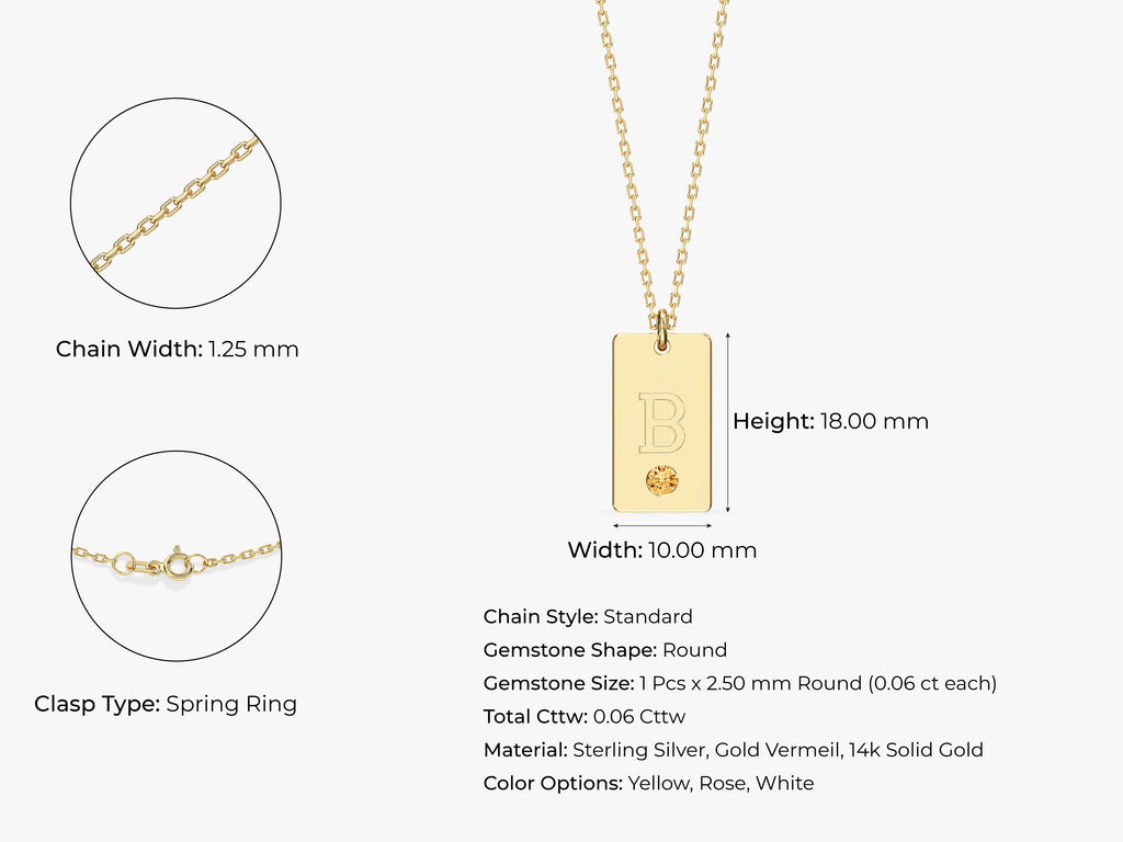 Birthstone Letter Tag Necklace