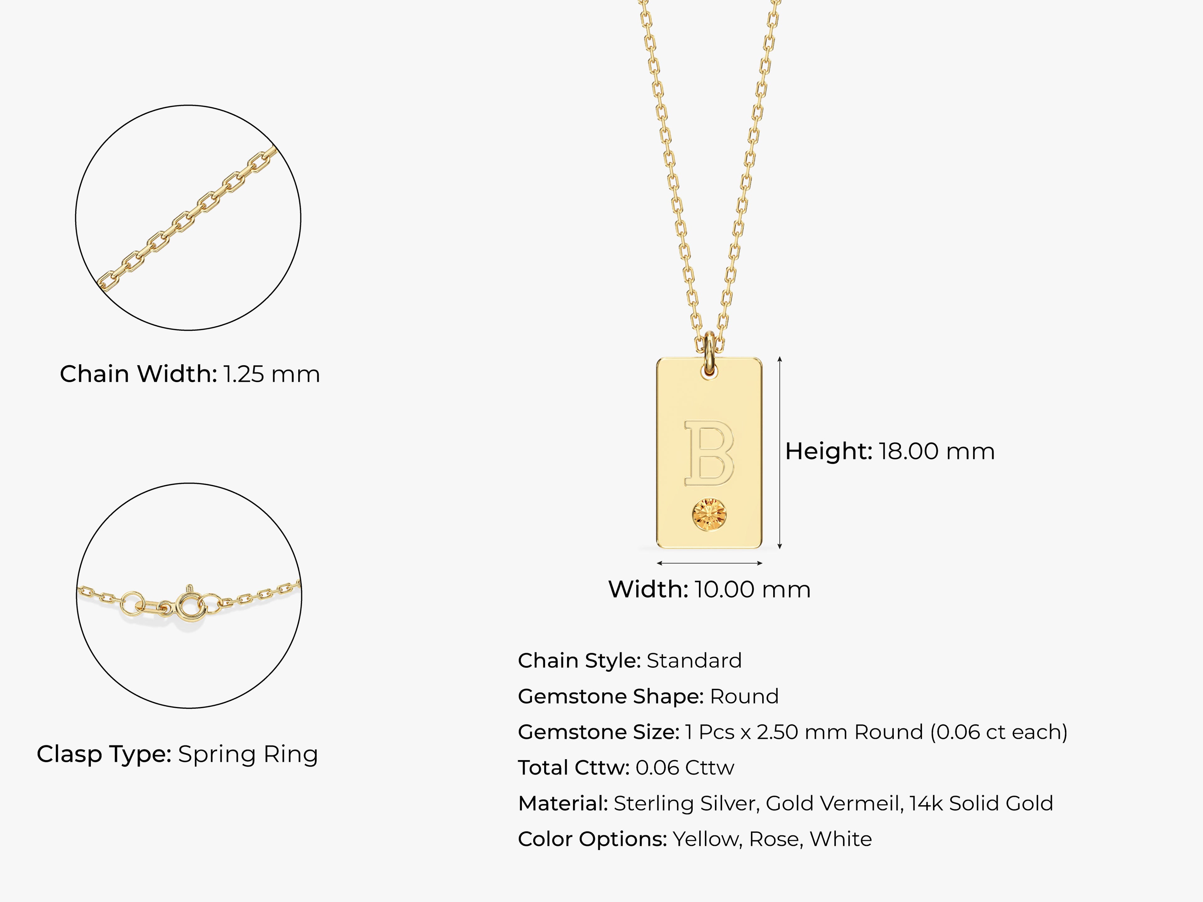 Birthstone Letter Tag Necklace