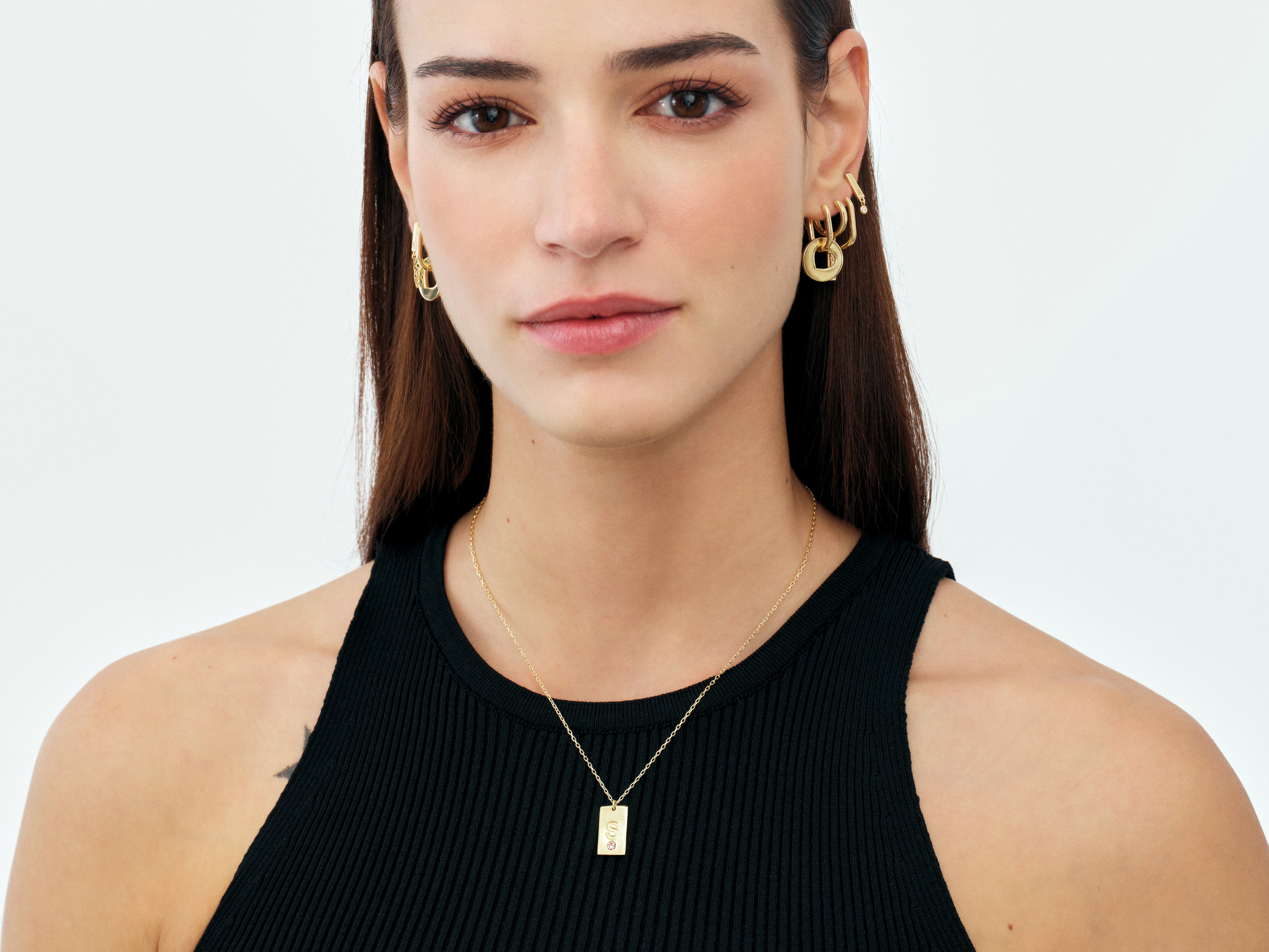 Birthstone Letter Tag Necklace