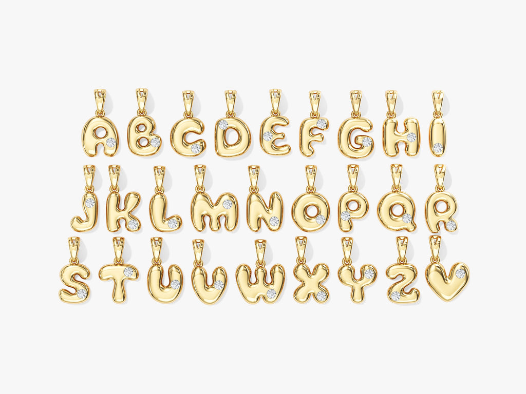 Bubble Letter Necklace with Gemstone