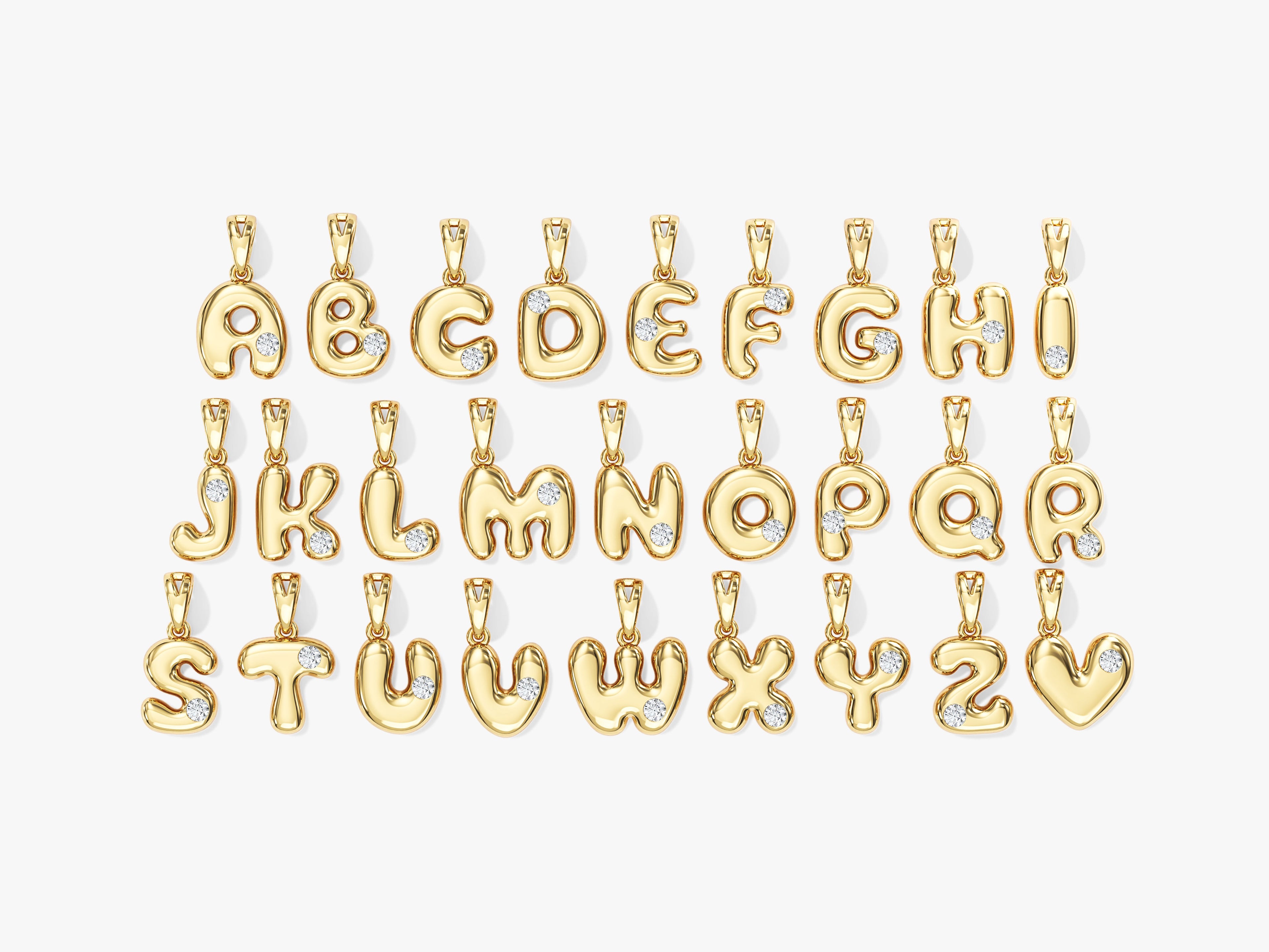 Bubble Letter Necklace with Gemstone