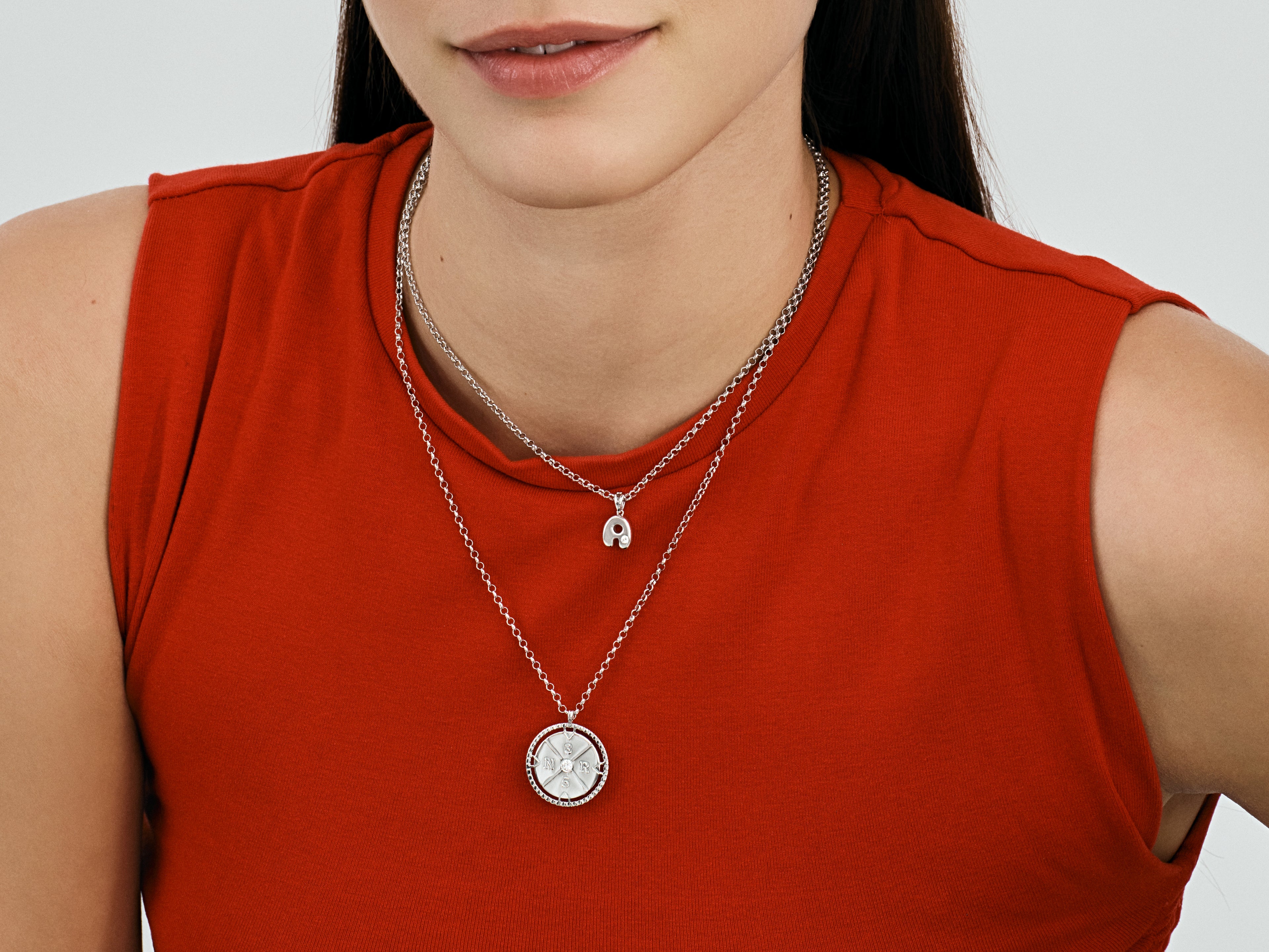Bubble Letter Necklace with Gemstone