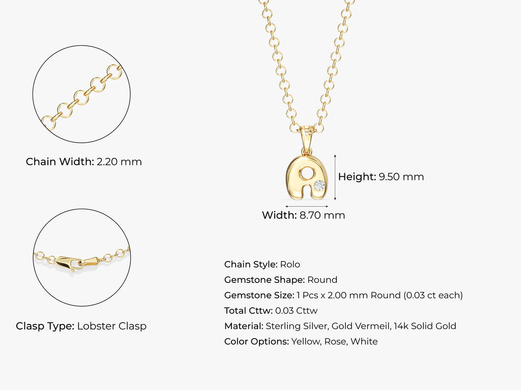 Bubble Letter Necklace with  Gemstone