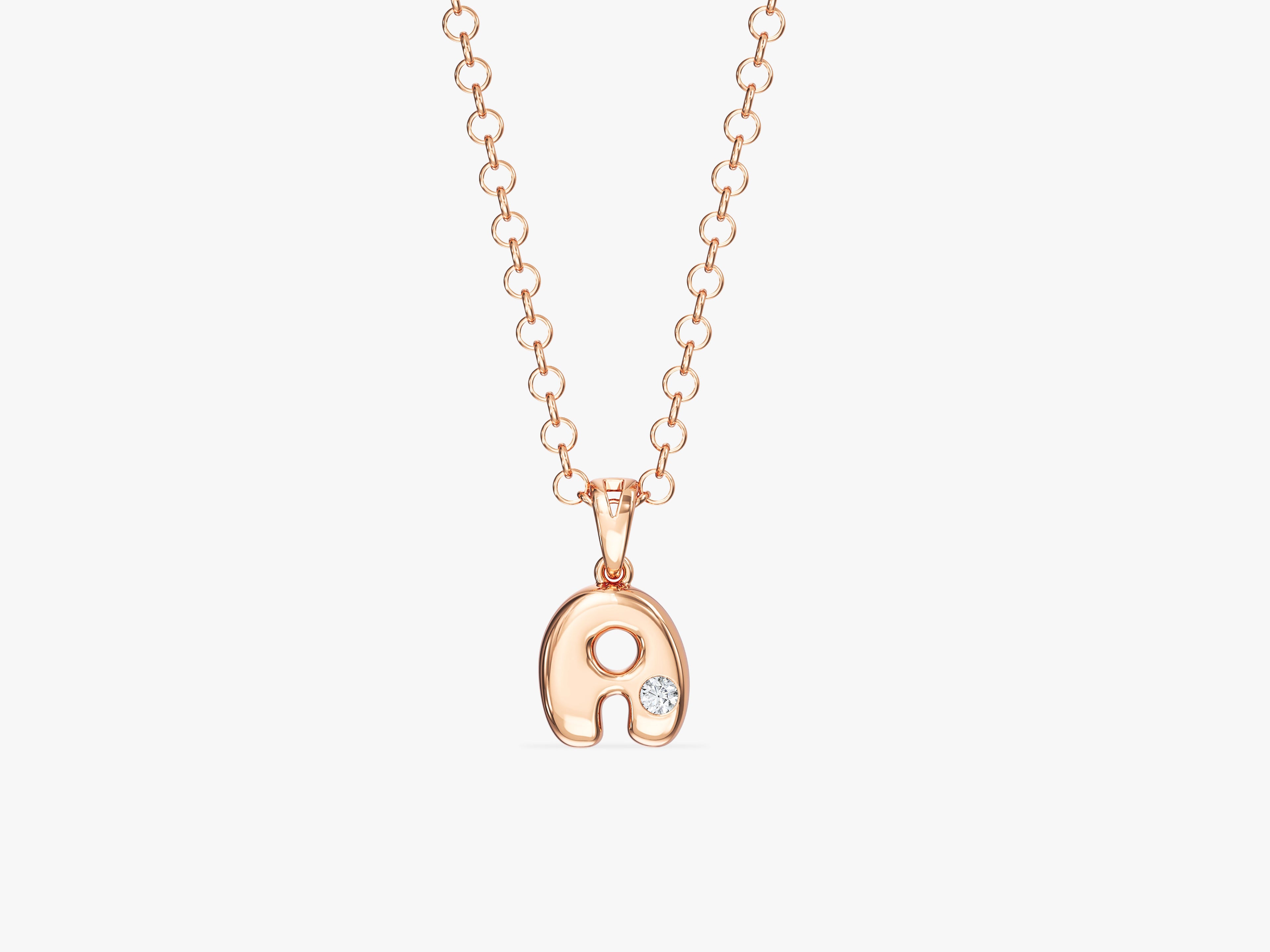 Bubble Letter Necklace with Gemstone