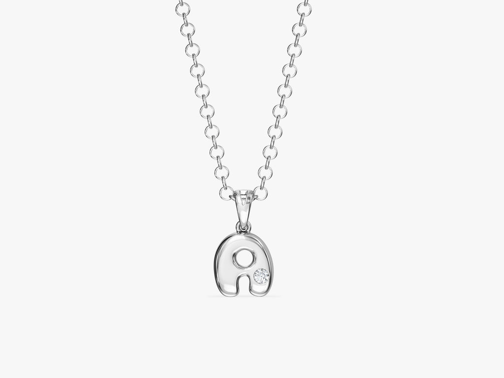 Bubble Letter Necklace with Gemstone