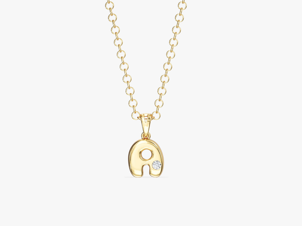 Bubble Letter Necklace with Gemstone