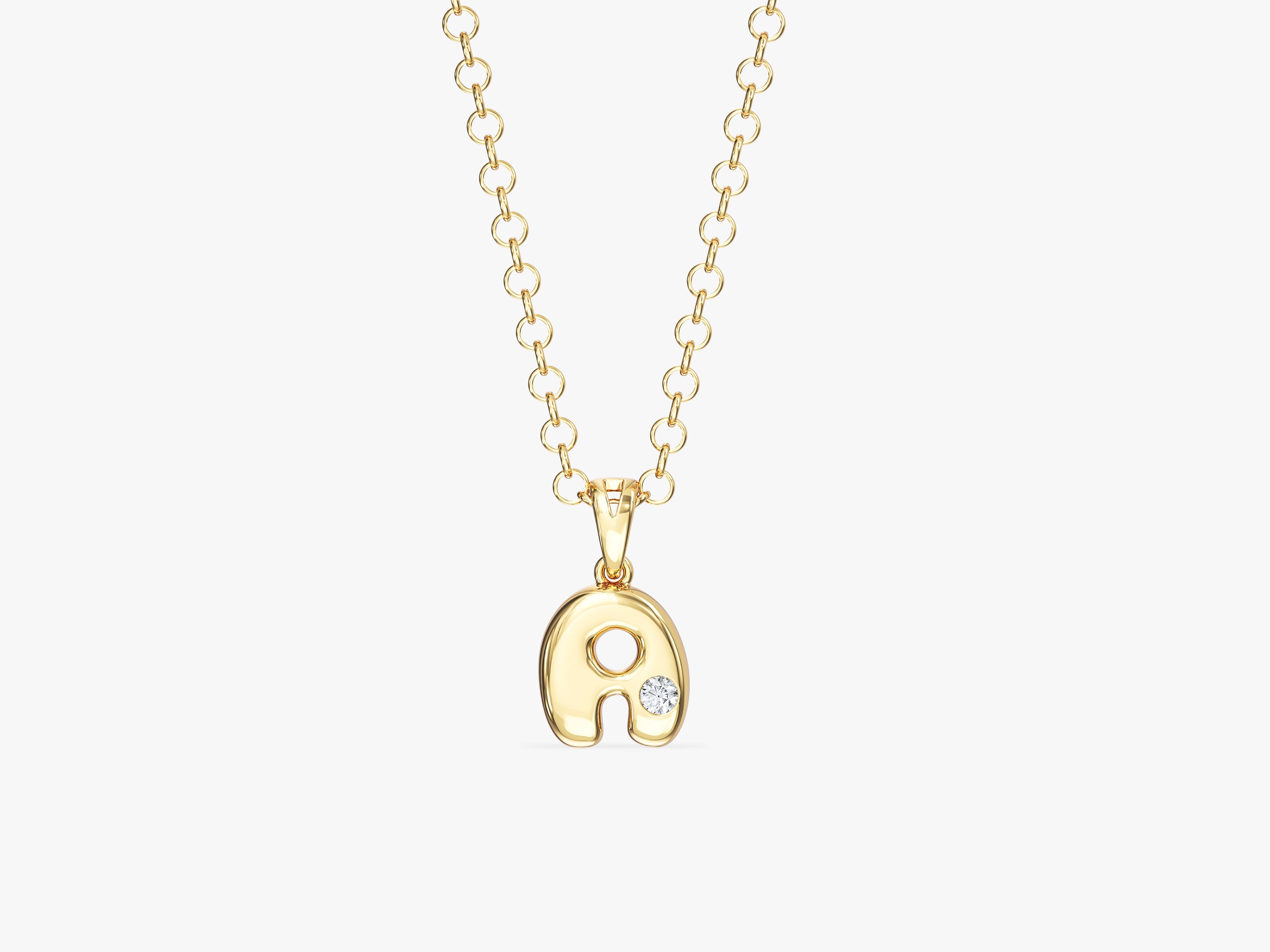 Bubble Letter Necklace with Gemstone