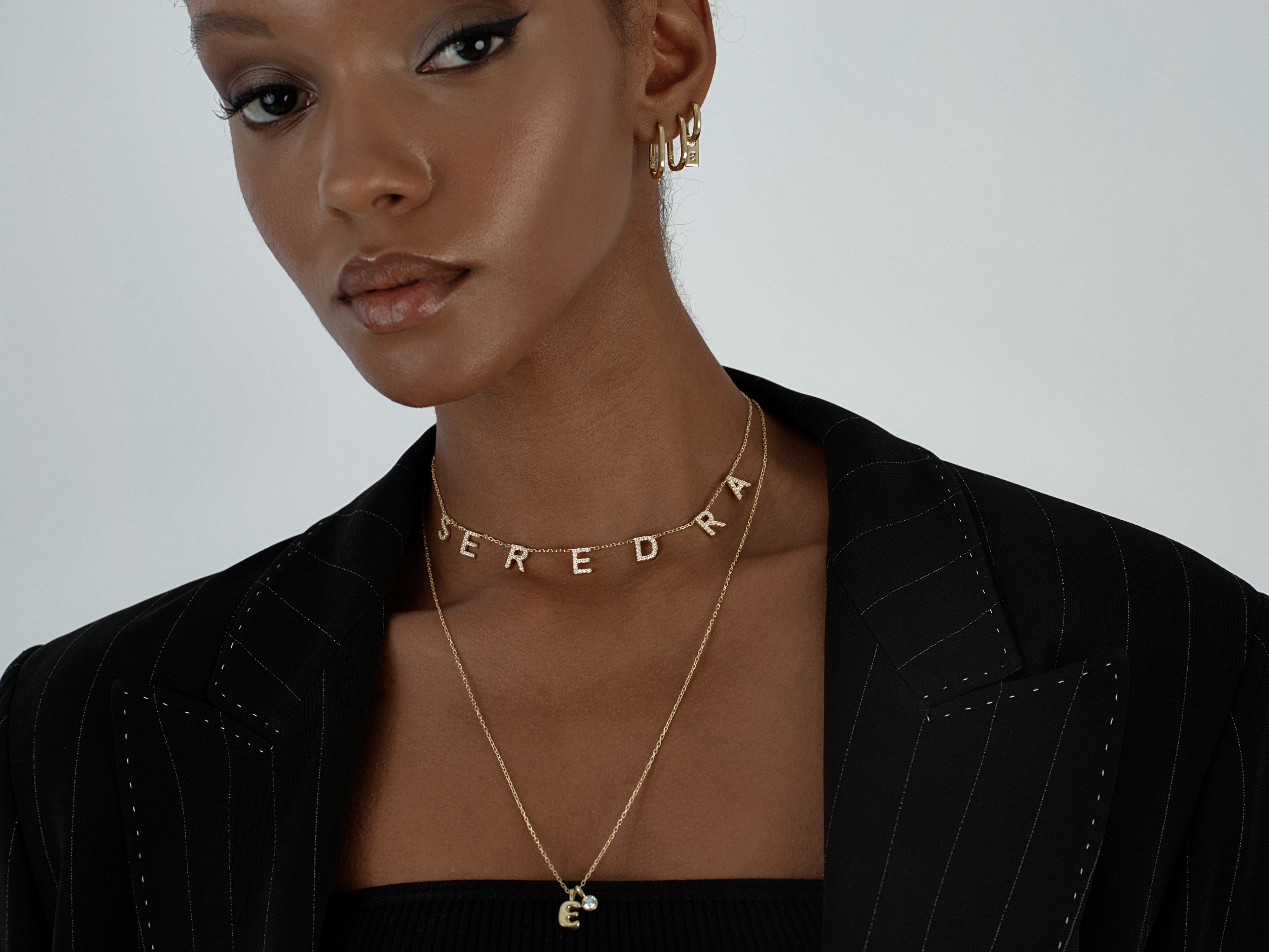 Name Necklace with Gemstone