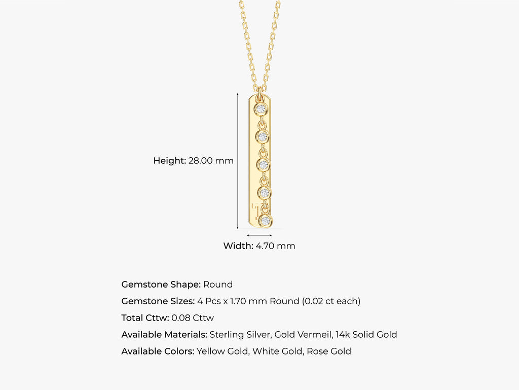 Vertical Bar Initial Necklace