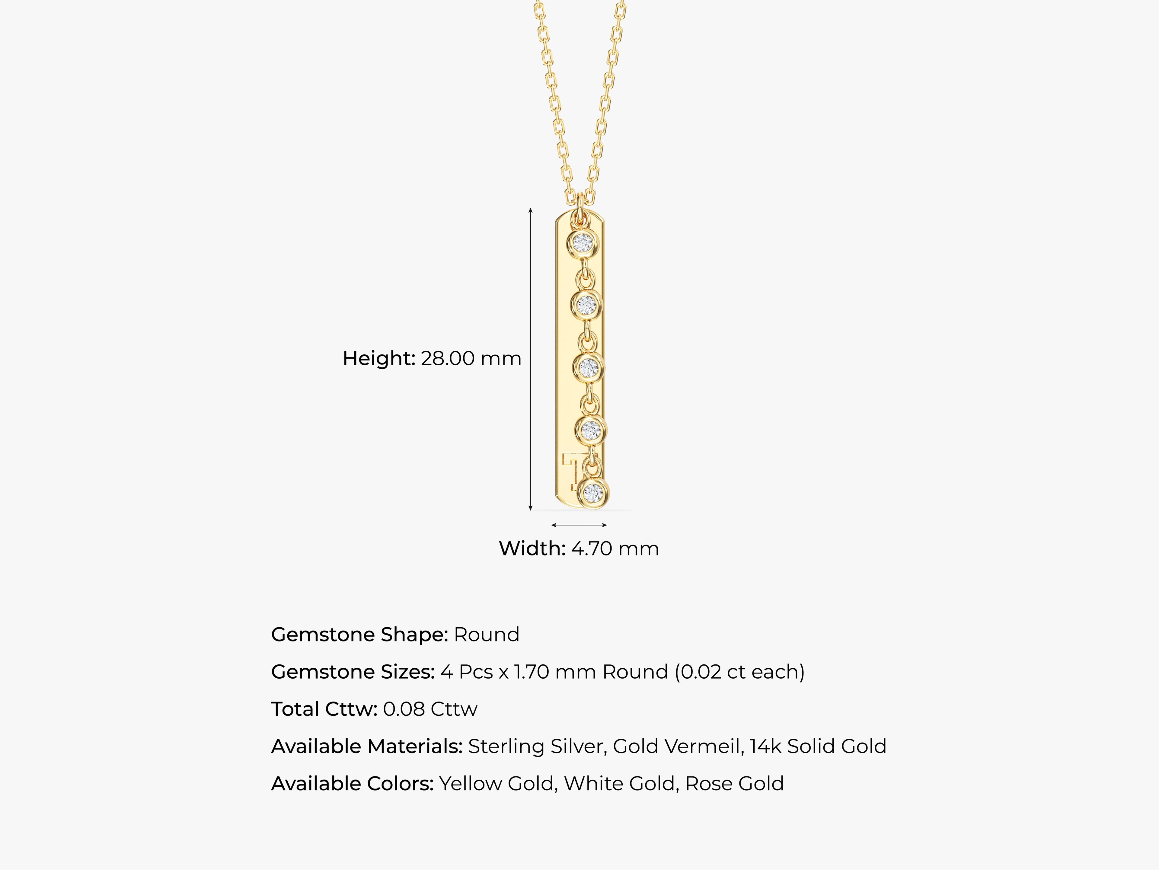 Vertical Bar Initial Necklace