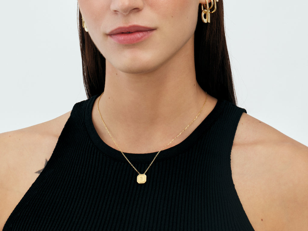 Octagon Initial Necklace