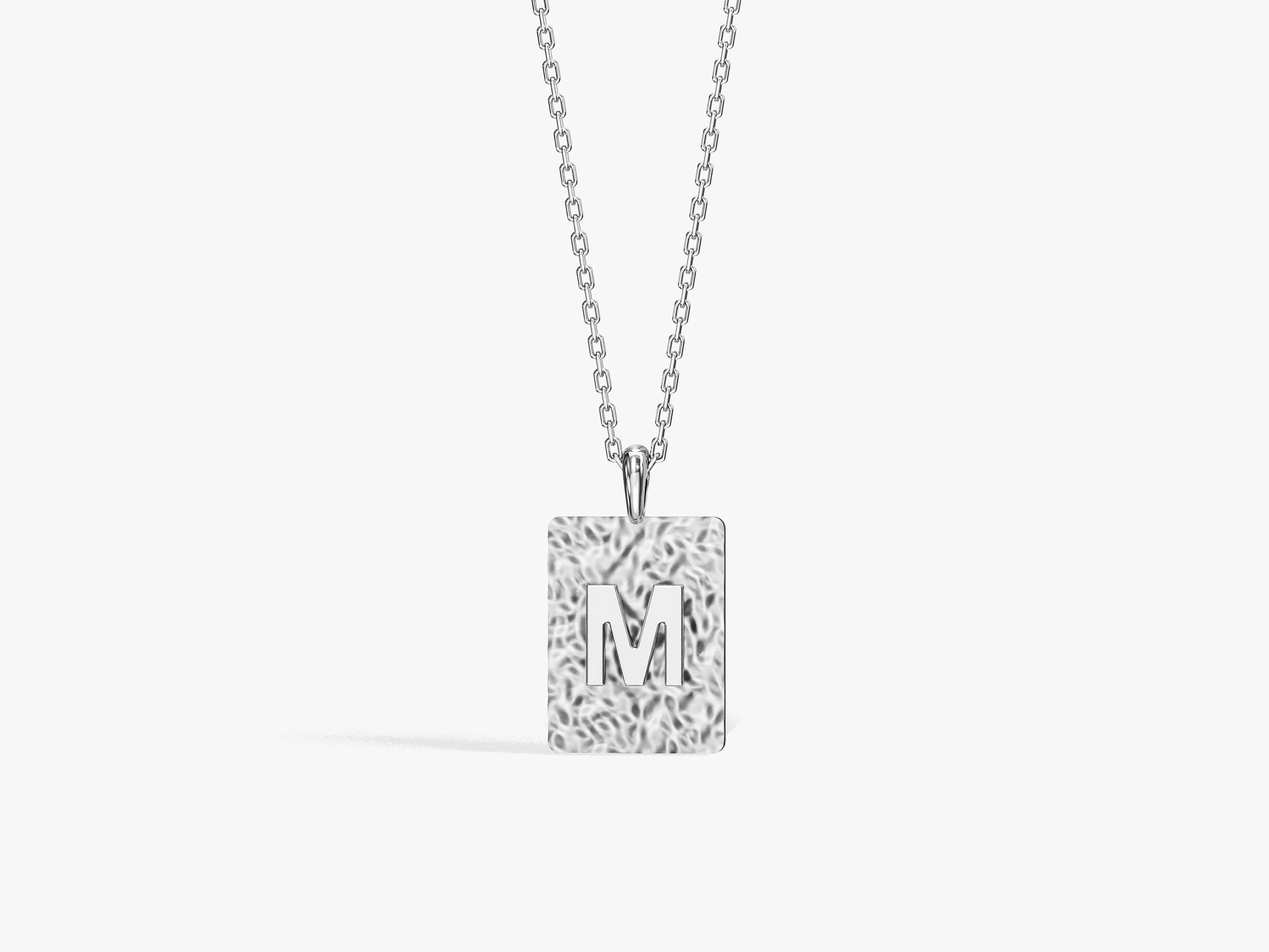Textured Tag Initial Necklace